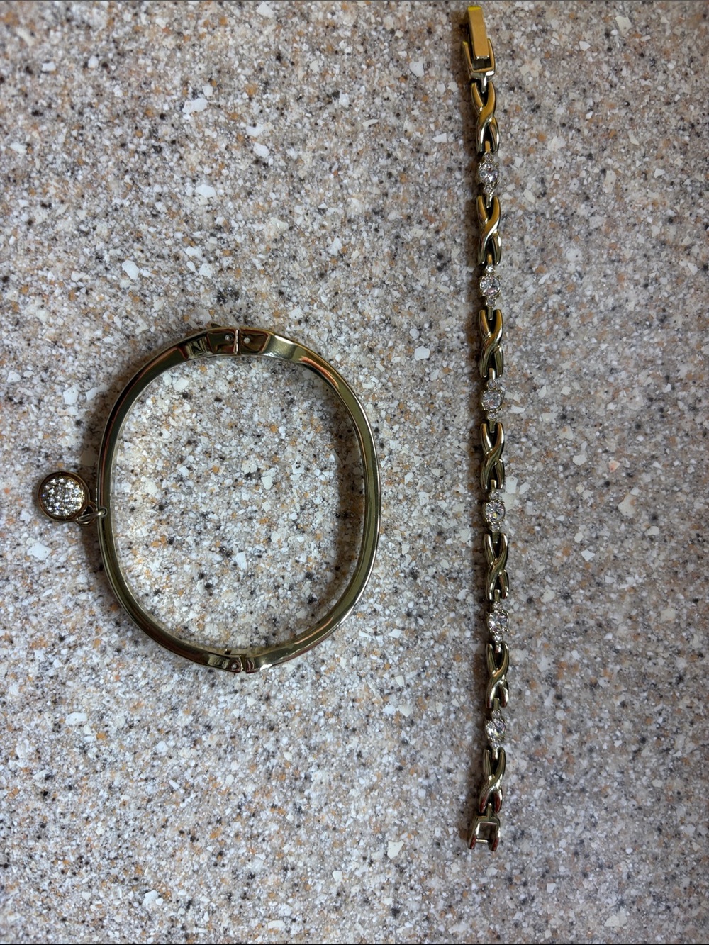 Anne Klein Gold-Tone Pave Charm Bangle & Linked Tennis Bracelet
